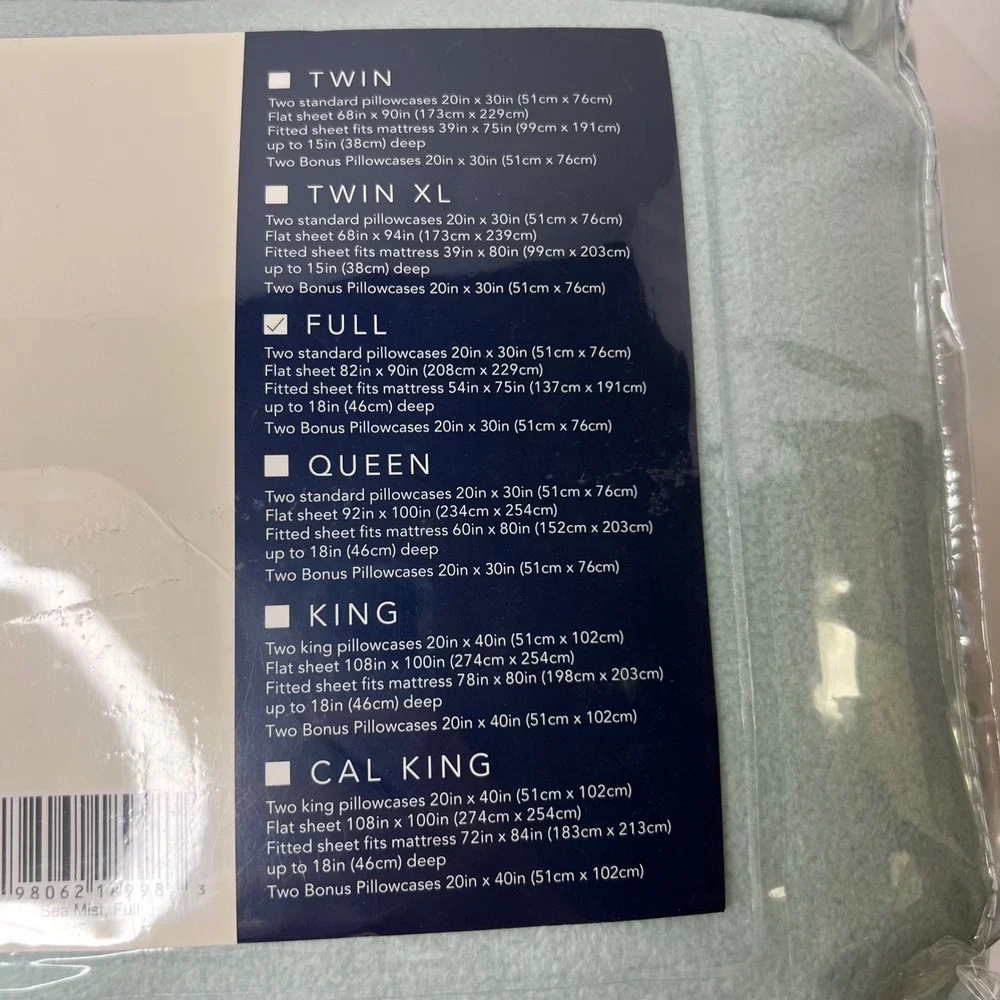Berkshire Blanket & Home Co Full Size Sea‎ Mist 2 xtra Pillowcases